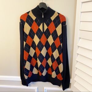 Brooks Brothers Argyle 1/4 Zip Merino Wool XL
